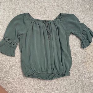 Army green off the shoulder top